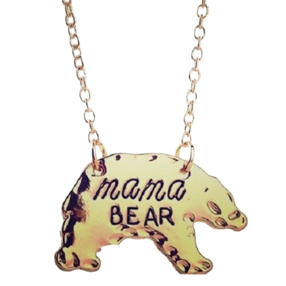 Sentimental Necklace Gold Tone Mama Bear Pendant Motherhood‎ Mother Protection